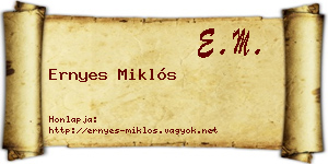Ernyes Miklós névjegykártya