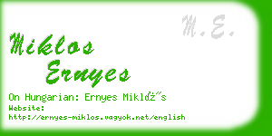 miklos ernyes business card